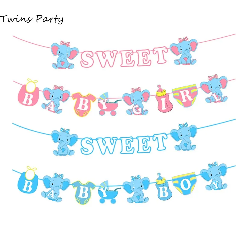 Слон для вечерние НКИ с близнецами Сладкий детский баннер надписью Oh Baby Shower