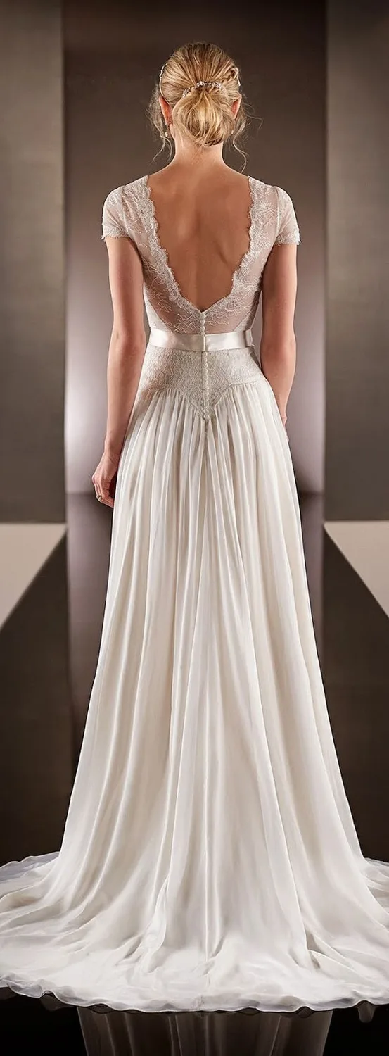Vestido De Noiva сексуальное шифоновое свадебное платье с v-образным вырезом и открытой спиной в пол, винтажное платье подружки невесты