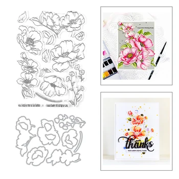 

2020 New Flower Leaves Thanksgiving New Metal Cutting Dies and Clear Stamps For Scrapbooking Paper Embossing Craft Card Making