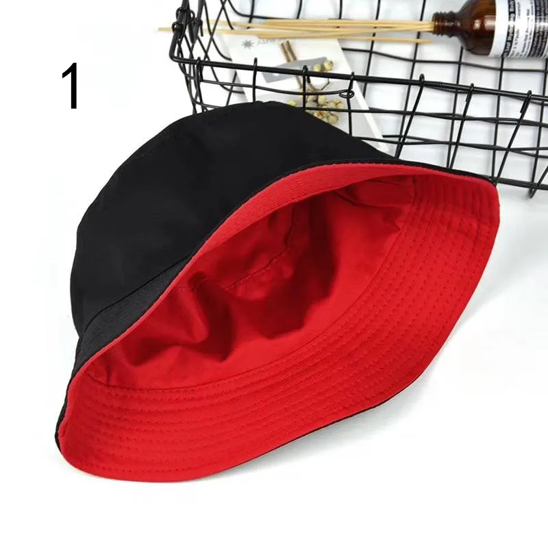 Women Men Panama Cap Winter Double-sided wear solid color Bucket Hats Outdoor Bob Caps Black and White Fishing Sun Caps