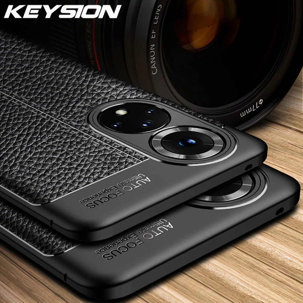 Ударопрочный чехол KEYSION для Honor 50 Pro Lite View 40 кожаная текстура Мягкая силиконовая