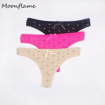 

Moonflme 3 pcs/lots Women Thongs Sexy Cotton G Strings Womens Thong Underwear 87312