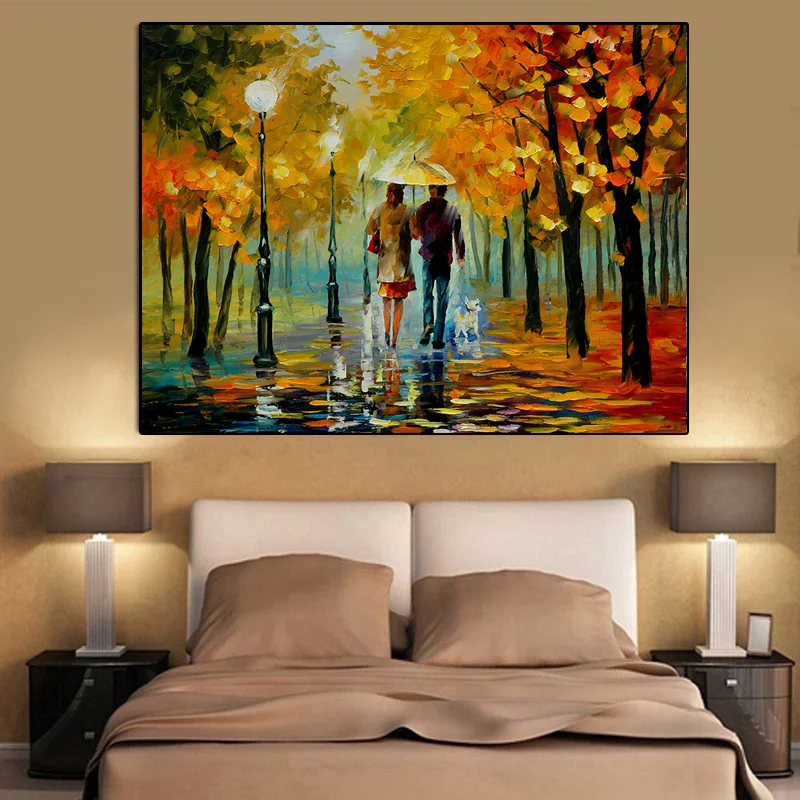 

s Painting Landscape Posters and Prints Colorful Oil Painting Street Tree Wall Pictures for Living Room Cuadros Home Decor