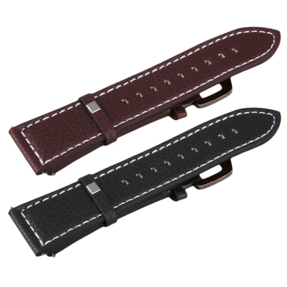 

Men Durable Soft PU Leather Military Watch Strap Watch Band Stainless Steel Buckle Easy to Assemble and Remove 24MM