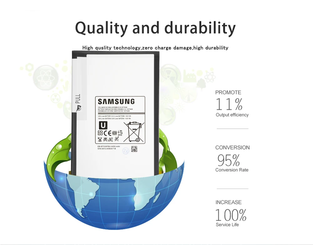 Samsung планшет Батарея EB-BT330FBE для samsung Galaxy Tab 4 8,0 T330 T331 T331C T335 SM-T330 SM-T331 SM-T335 4450 мА-ч