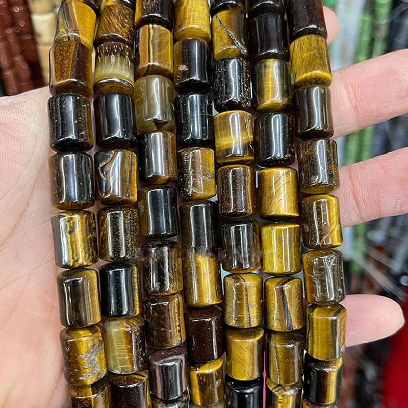 Natural Stone 10x14mm Tube Loose Spacer Beads For Jewelry Making Rose Quartzs Tiger Eye Red Carnelian Picture Jaspers Sandstone