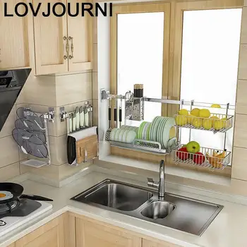 

Dish Drainer Fridge Supplies Sink Organizer Stainless Steel Cocina Organizador Cozinha Cuisine Kitchen Storage Rack Holder