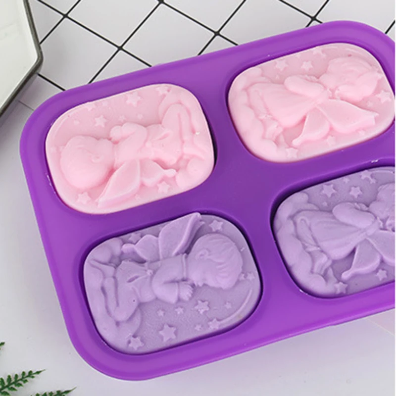 4 Slot Angel Boys and Girls Handmade Soap Mold Silicone Soap Molds for Soap  Making Bath Bomb Molds Soap Mould 2pcs/lot - AliExpress