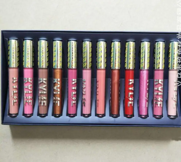 New KYLIES Cosmetics set Matte Liquid Blue Lip Gloss Lightning 12pcs Waterproof Kylies Lip Gloss Kit Long Lasting Matte