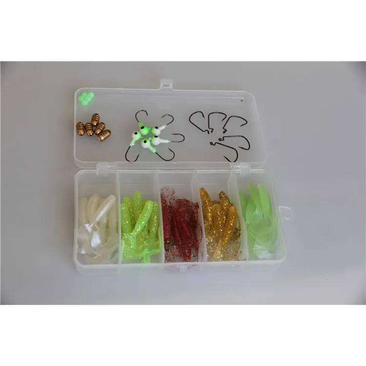 

55mm Soft Bait Set Jig Hook Bullet Copper File Beads Crank Hook Packaged Combination Lure Fishing Gear