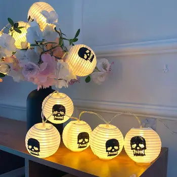 

10LED Halloween Glowing Lantern Retractable Hand-held Taro Lantern Ghost Festival Scene Arrangement Decorative Light String