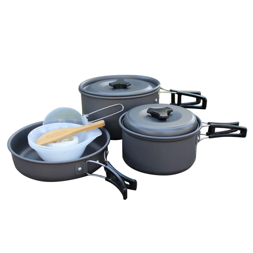 

1 Set Camping Cookware Fine Nice Safe Mess Kit Equipment Frying Pan Folding Pot