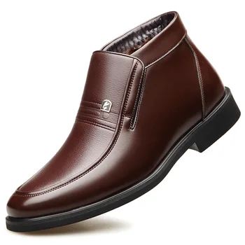 

italian brand designer mens luxury fashion snow boots warm cotton cow leather winter shoes slip on outdoor ankle boot man botas