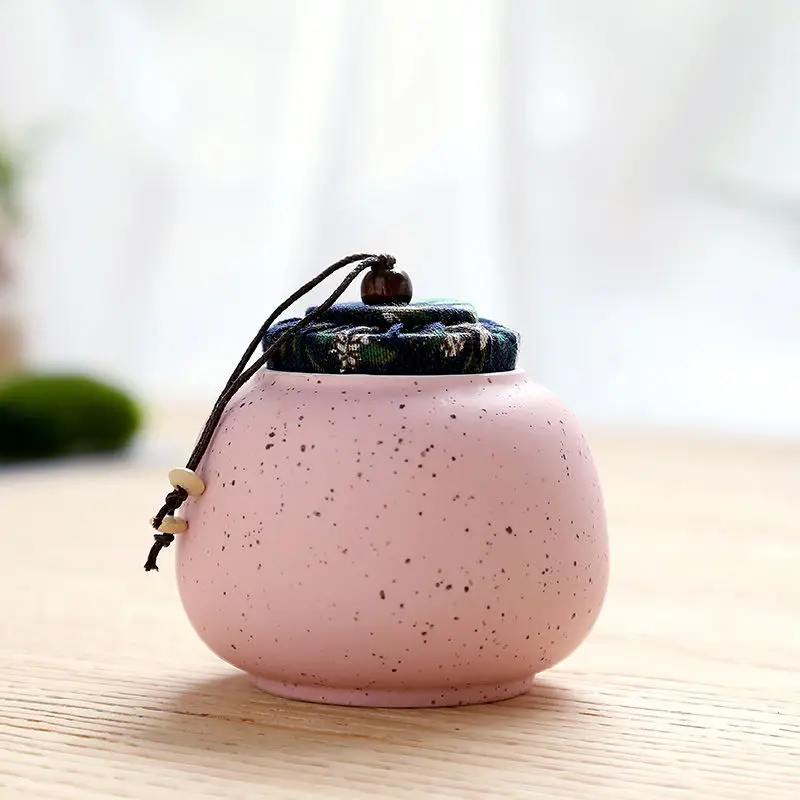 Small Kitchen Tea Storge Jar Traditional Chinese Tea Box Porcelain Pu'er Tea Cans Ceramic Sealed Spieces Canister Office Teaware