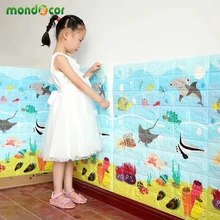 Декор детской комнаты мультфильм ПЭ пена настенные наклейки для детей анти-столкновения настенные панели гостиная самоклеющиеся 3d кирпичные обои