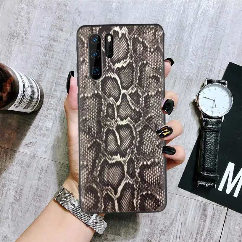 Розовый кожаный Змеиный Черный чехол для телефона huawei mate 30 20 10 P30 P20 P10 Pro Lite P Smart Z роскошный Coque Shell