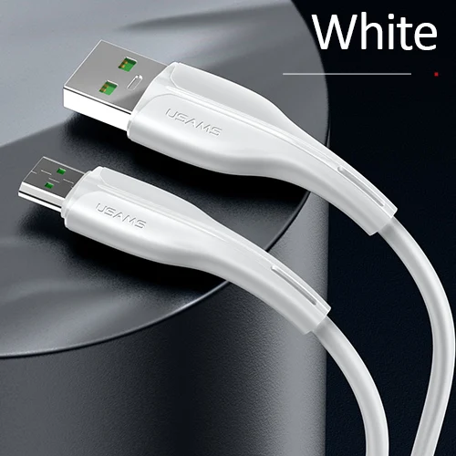 USAMS 4A Micro кабель Quick Charge microusb кабель для зарядки данных Шнур для OPPO R15 R11s R11 plus R9 R7 зарядный кабель - Цвет: Белый