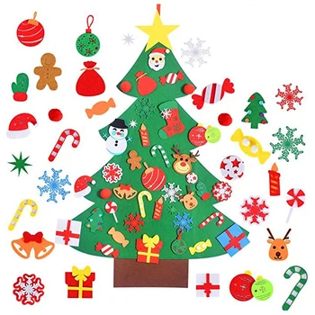 

Felt Christmas Tree 37.59 Inch 3D DIY Set with 40 Pieces Of Ornament Decor Wall Hanging Christmas Tree Decorations Kids Gifts
