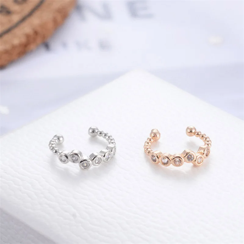 No Pierced Ear Clip Korean Sweet Crystal Ear Cuff Clip On Earrings Without Piercing Nose Ring Gold Silver Color Earcuff Jewelry ear clip earrings clip earrings