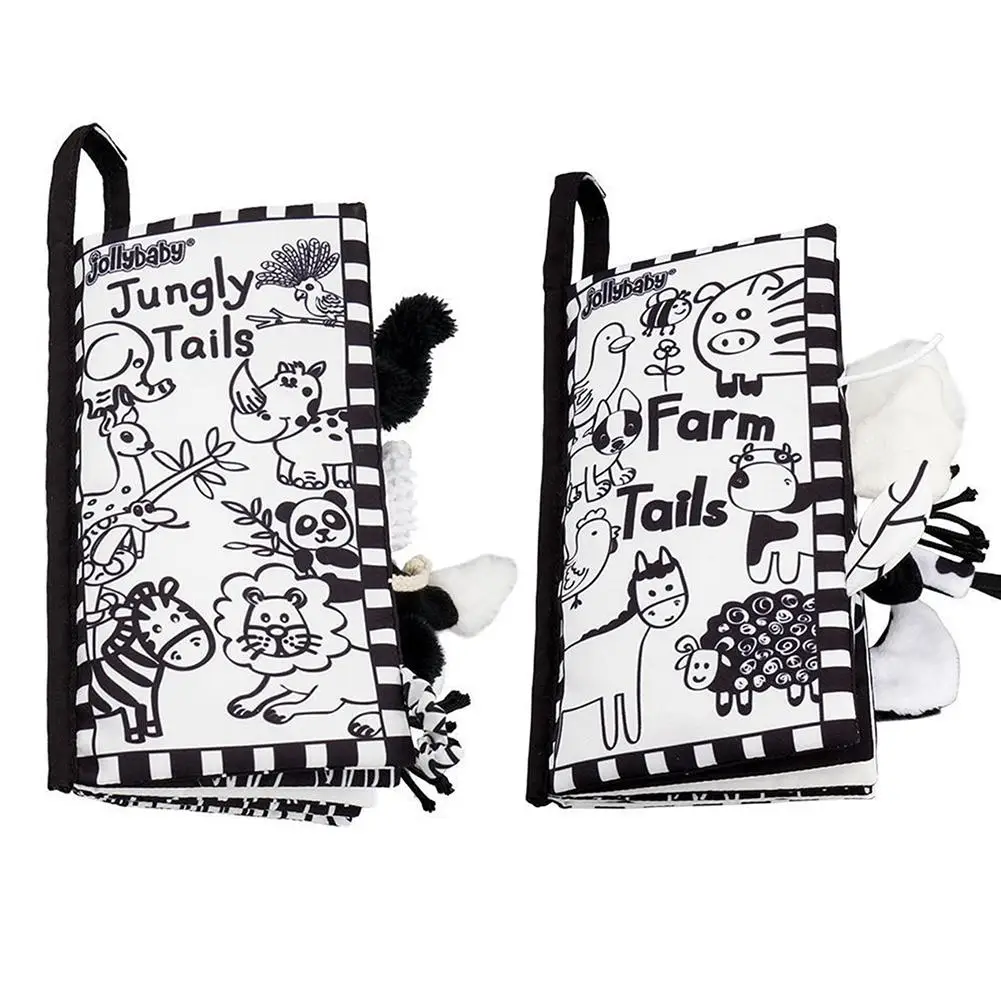 Black White Animal Tail Puzzle Baby 3d Cloth Book Visual
