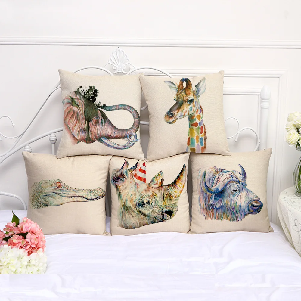 

1 PCS High Quality A1019 cotton sofa pillow cover car waist cushion cover without pillow core