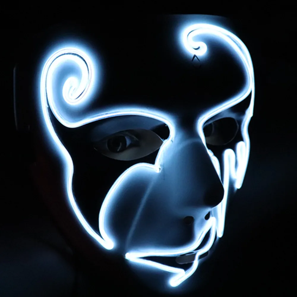 

Halloween Mask LED Light Up Party Masks Sound Reactive Full Face LED Light Up Mask Dance Rave EDM Plur Party Glow In Dark