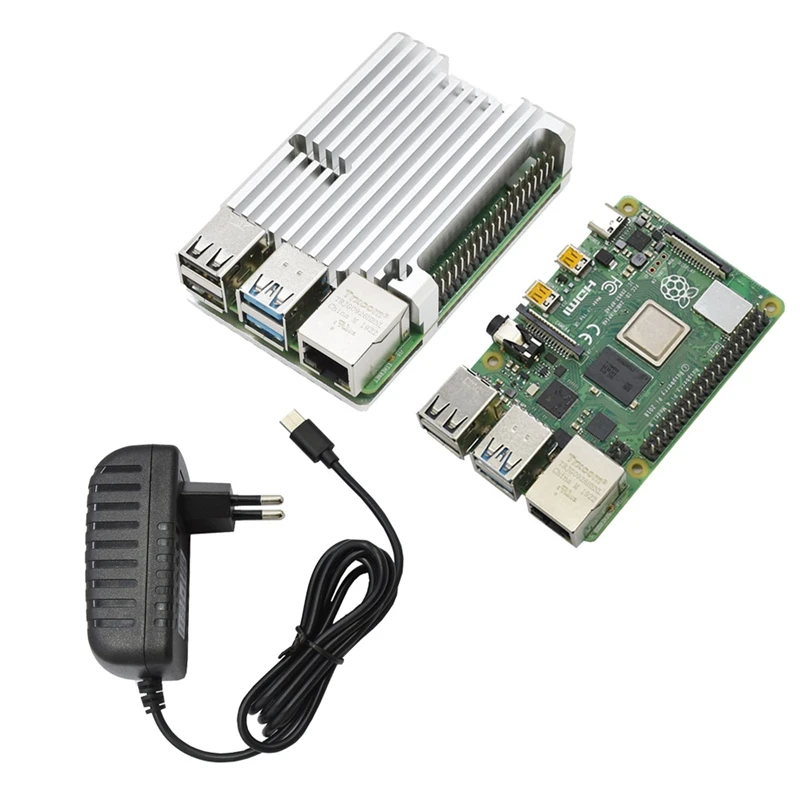Для Raspberry Pi 4B 2G Оперативная память DIY Kit Поддержка 2,4/5,0 ГГц WI-FI Bluetooth 5,0 с Алюминий CNC сплав защитные Серебряный чехол 5V 3A