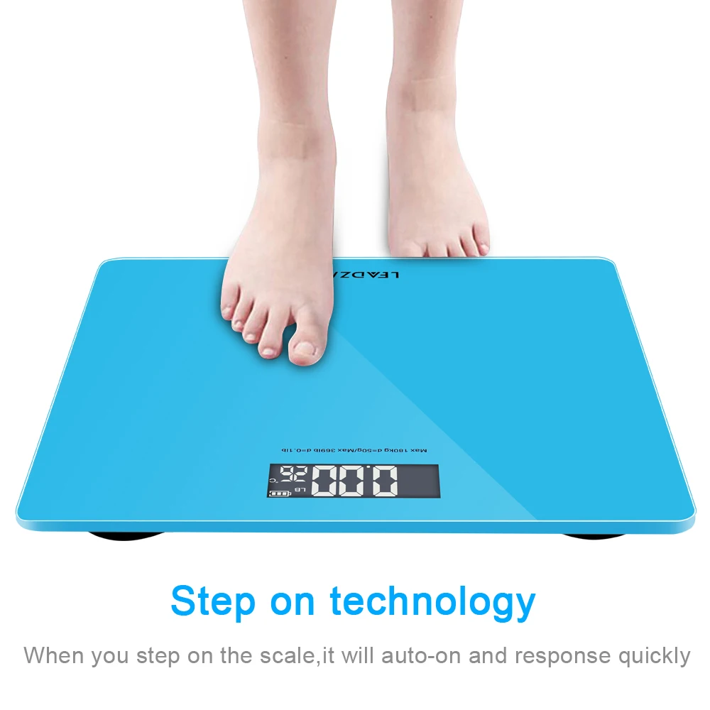 

LEADZM 30cm 180Kg/50g Personal Weighing Bathroom Scale Blue Unit Switchable HFing