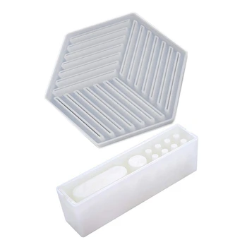 

Coaster Concrete Silicone Mould Diamond Stripe Shaped Design A & Pen Holder Resin Molds DIY Pencil Holder Silicone Mold