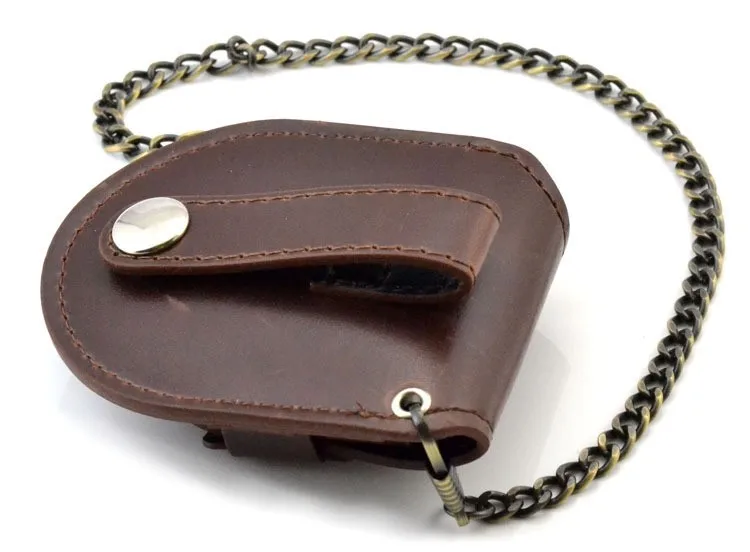 Винтажное мужское заднее коричневое Покрытие Классические карманные часы коробка держатель чехол для хранения портмоне сумка с цепочкой 37,5 см подарок