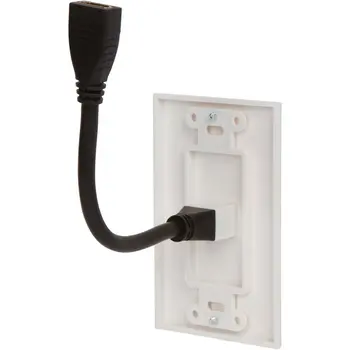 

Practical Single Connection Port White Hdmi Lead Wall Plate Full Hd 1080 Tv Cable Faceplate Socket Connector Cable Included