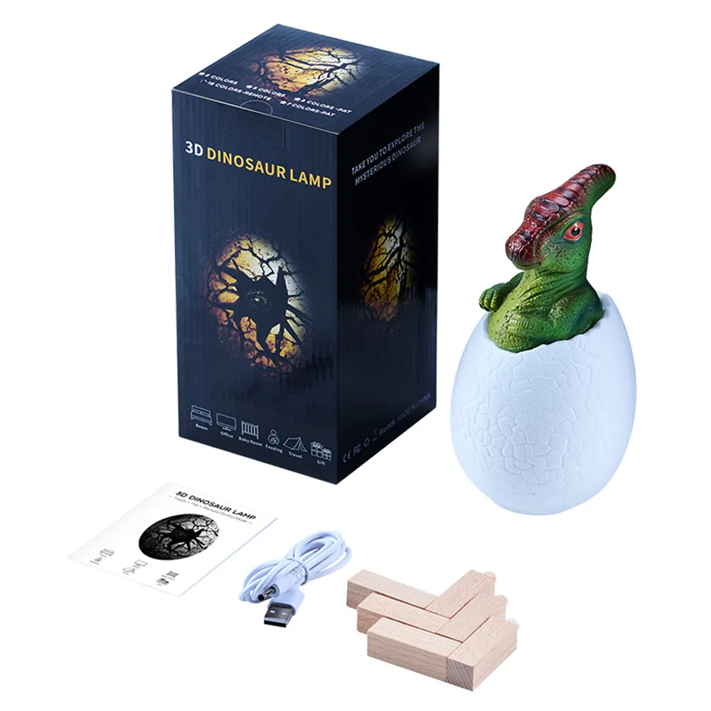 3D Dinosaur Light Night Light Rechargeable 3 Color Control Light 16 Color Change Light Remote Control Bedside Lamp Table Lamp