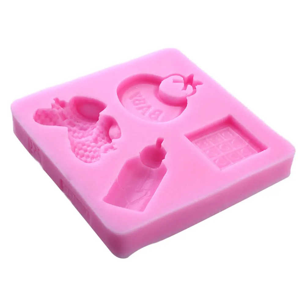 Baby Silicone Mold Fondant Cake Chocolate Decorating bottle shoes shaped Mould
