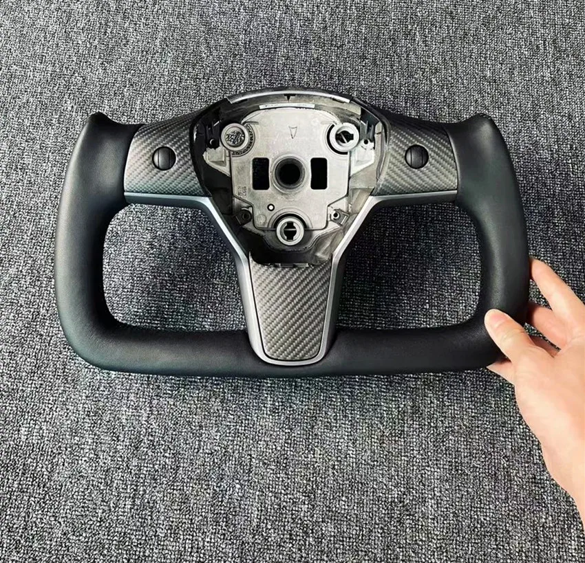 Yoke Alcantara Aroham Matte Carbon Fiber Steering Wheel For Tesla Model