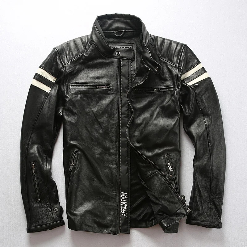 

Factory 2020 New Men Black Genuine Motorcycle Cow leather jacket Fashion Biker Cowhide Jackets Winter Russia Coat Free Shipping