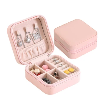 

Jewelry Box Jewelry Organizer Display Portable Travel Jewelry Case Boxes Earring Holder Leather Portable Storage Zipper Jewelers