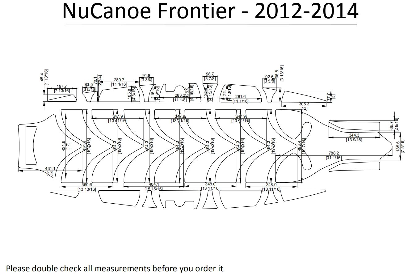 2012- NuCanoe Frontier Каяк Лодка EVA настил КОВРИКИ НАБОР 1/4"