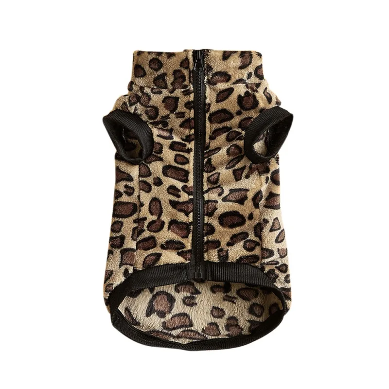Warm Pet Dog Clothes Fashion Leopard Print Coat Small Medium Dog Cat