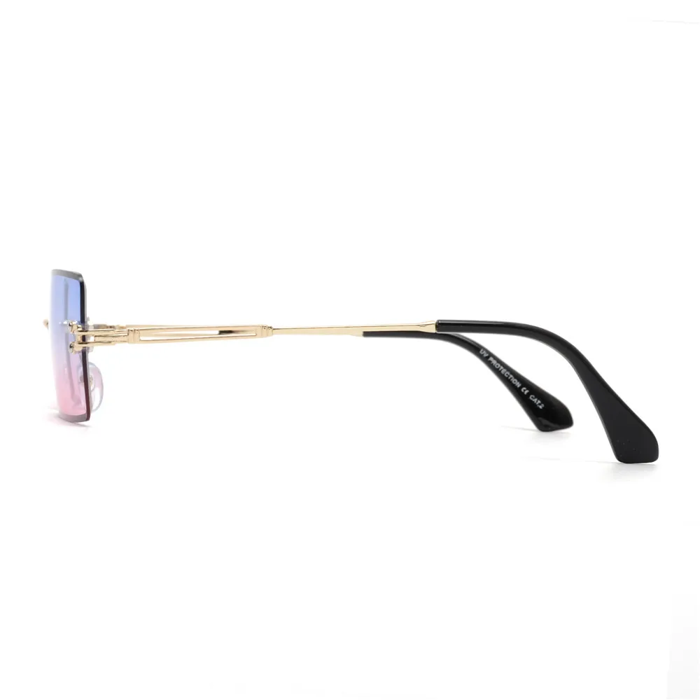 black cat eye sunglasses JM 2022 New Fashion Rectangle Women Sunglasses Gradient Lens Pink Brand Design Square Rimless Shades UV400 big sunglasses for women