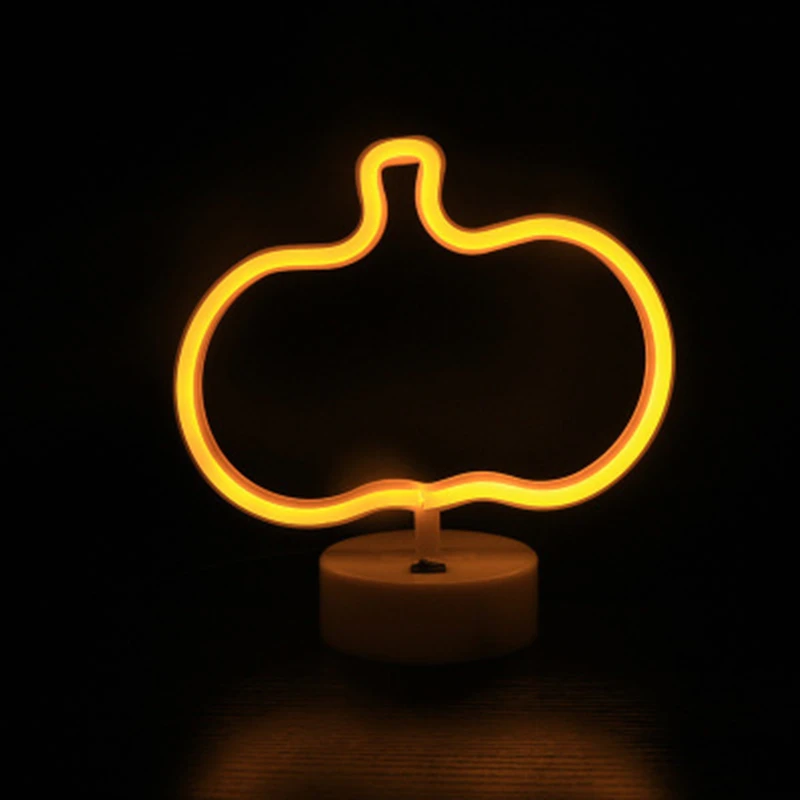 Неоновый светодиодный фонарь знак персональная настольная лампа неоновый желтый аккумулятор или питание от USB Хэллоуин Рождественская вечеринка Декор праздничный подарок 10 видов - Испускаемый цвет: pumpkin