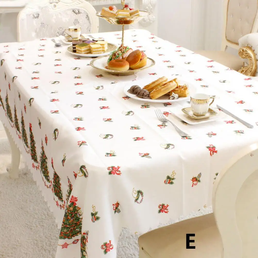  Christmas Table Cover Rectangle Printing Tablecloth for Restaurant Household Decoration