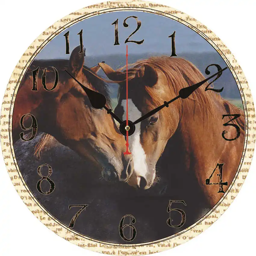Винтажные настенные часы, кухонные часы, круглые подвесные римские цифры, настенные часы, практичное украшение для гостиной - Цвет: Horse Clock V