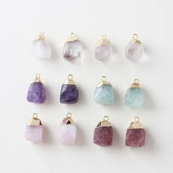 

4PCS Natural Crystal Pendant DIY Necklace Earrings Findings Jewelry Making Supplies Components Charms Accessories