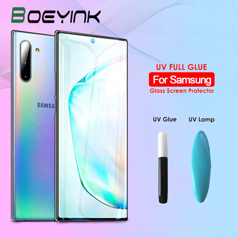 BoeYink УФ-Клей закаленное стекло для Samsung Galaxy A30 A10 A50 защита экрана M10 M20 M30 M40 A40 A60 A70 A80