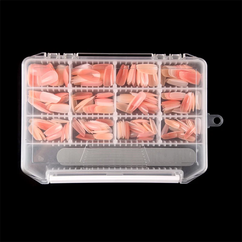 Cor da Mistura Unhas Extensão Embeber Fora Material Lábio Etiqueta Forma Cobertura Completa Estilo Francês 240 Pçs - Caixa Gel x 10 Gel x unhas extensão embeber fora material