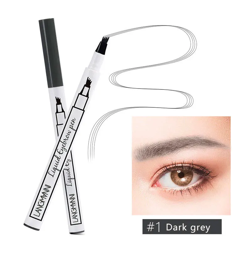 Модный маркер для бровей с 4 головками, водостойкий микроблейдинг для бровей, тонкая тату-ручка, тени для бровей, макияж, карандаш для бровей - Цвет: Dark Gray