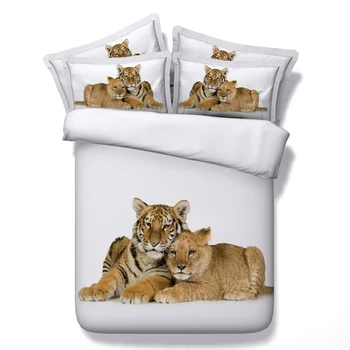 

lions Digital print Bedding Set Quilt Cover Design Bed Set Bohemian a Mini Van Bedclothes 3pcs Large size 260*225cm JF100