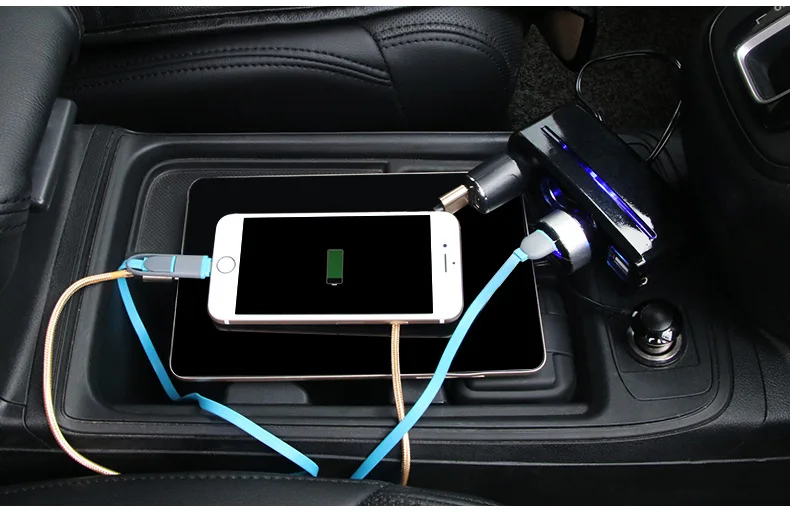 Shunwei автомобильное зарядное устройство для телефона двойной USB Автомобильное зарядное устройство один в три сигаретный светильник er розетка с атмосферой светильник Sd-1938