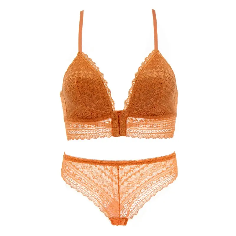 Women Seamless Lace Hollow Panties Lingerie Set Mesh Bra Beauty Back Push Up Padded Bras | Женская одежда