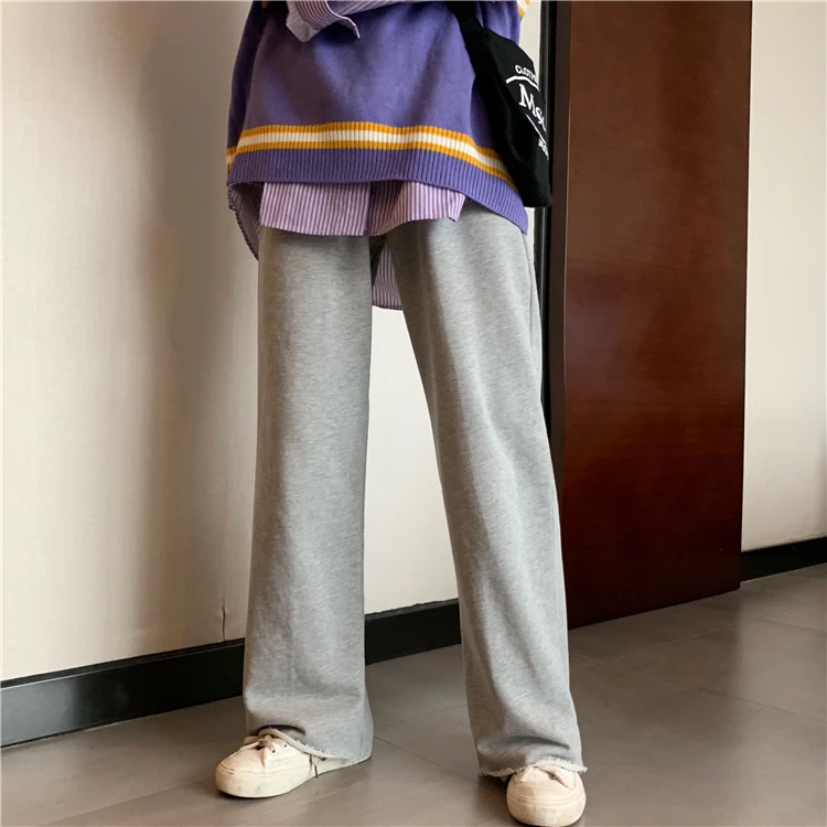 H89518d1e831440cba0ae42c61f76dc42I - Autumn / Winter High Waist Elastic Broadcloth Straight Solid Pants